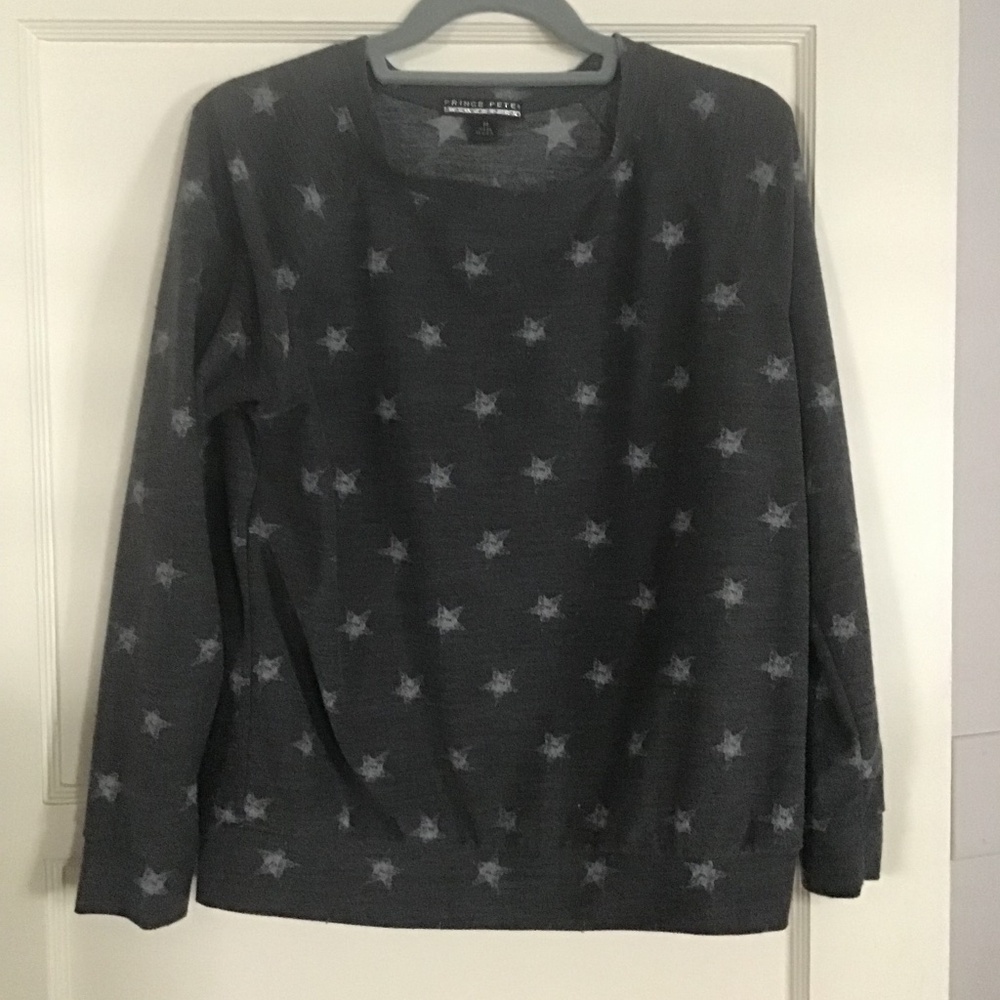 Prince Peter long sleeve top in dark grey with pale grey stars